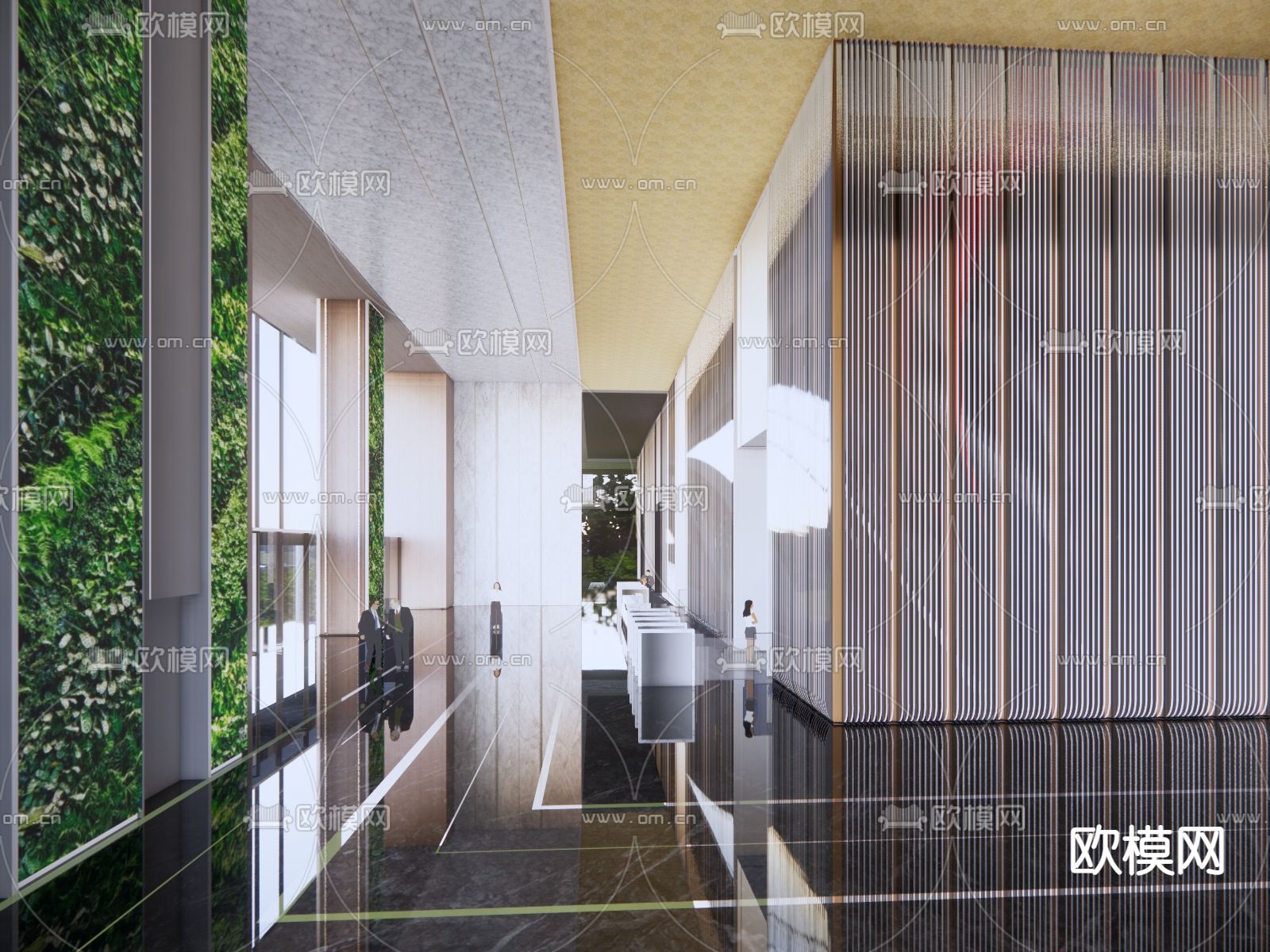 办公楼 办公大堂su模型下载（渲染图3）