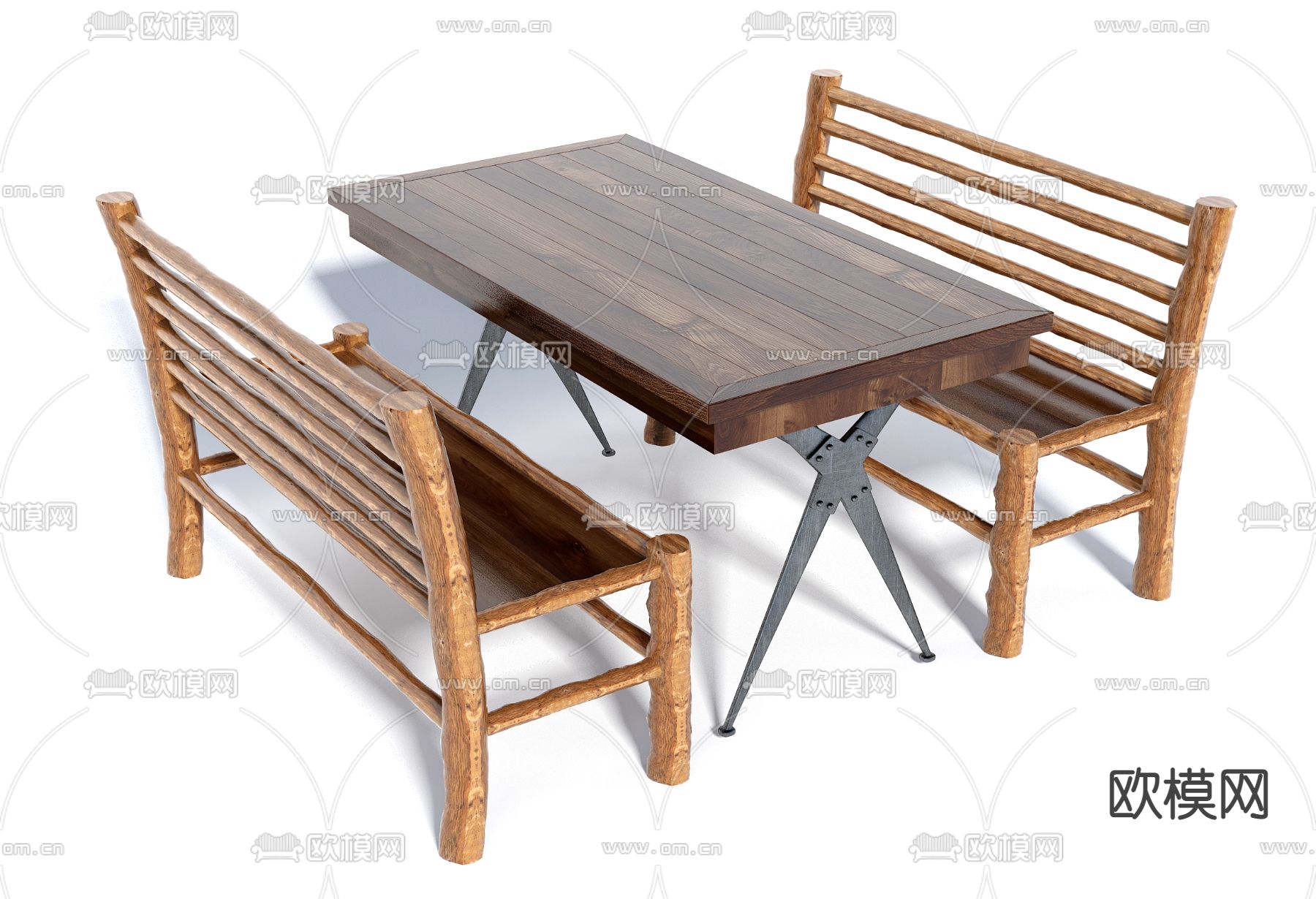 自然风餐桌椅3d模型下载