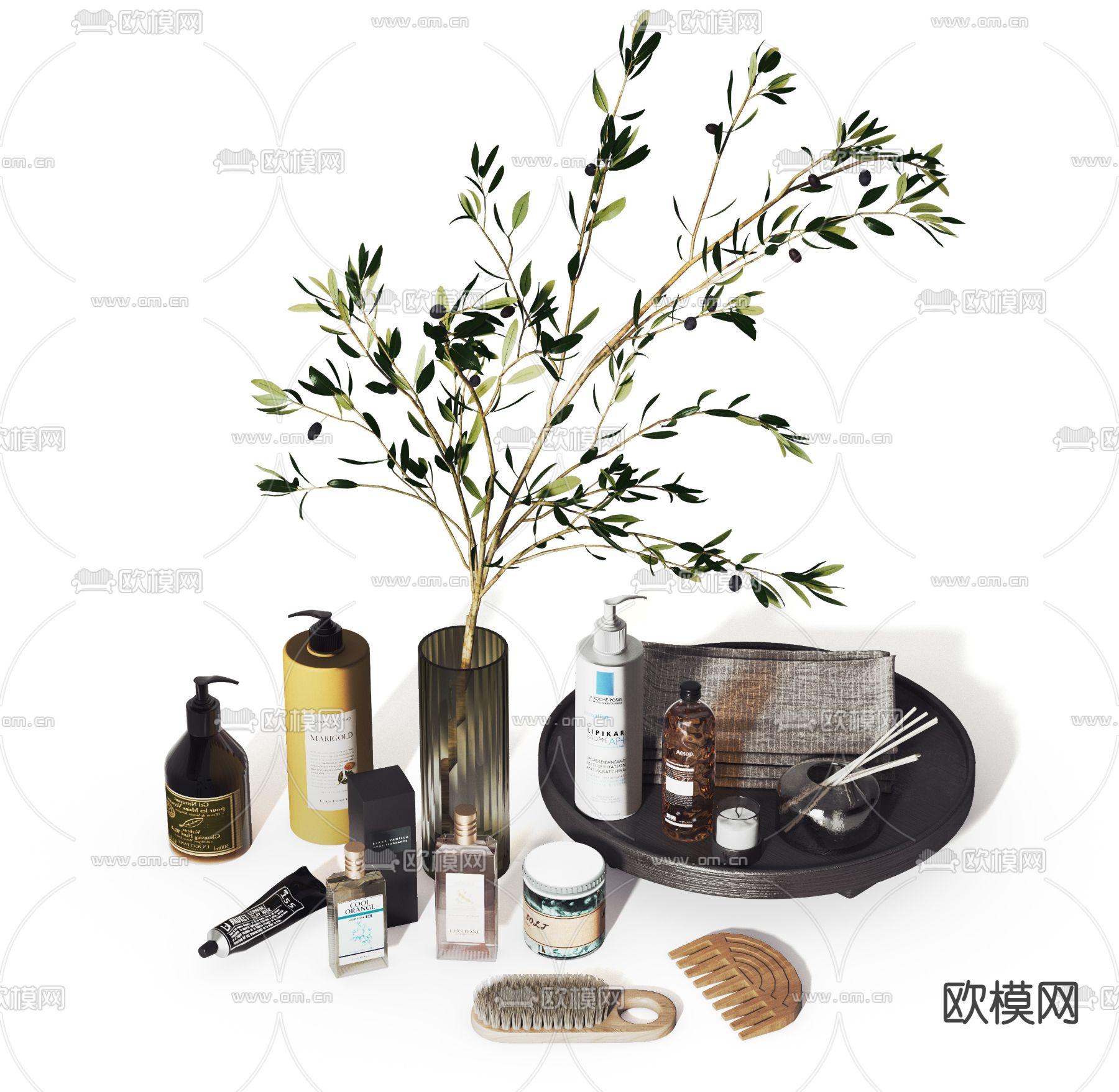 洗漱用品 化妆品摆件3d模型下载