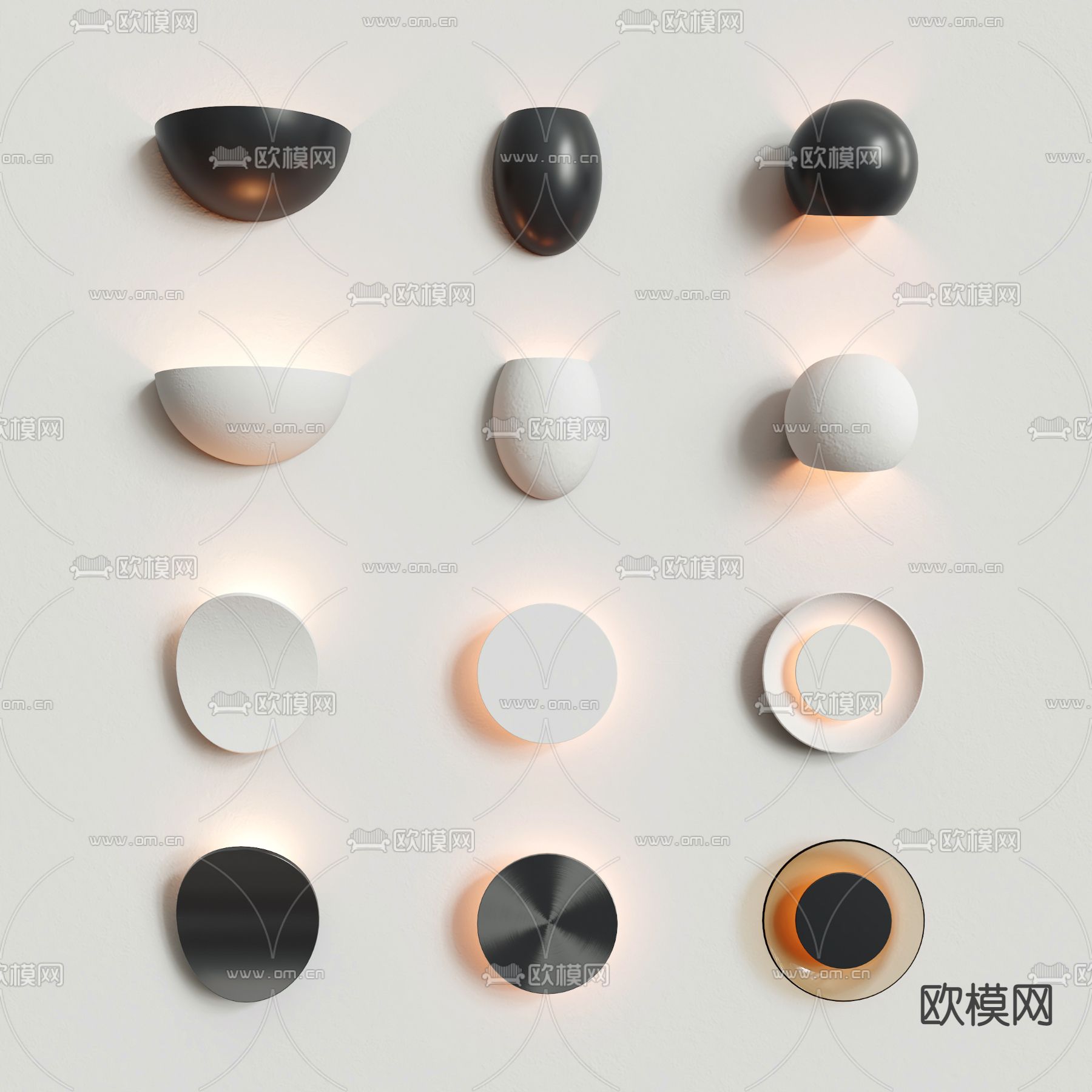 创意几何壁灯3d模型