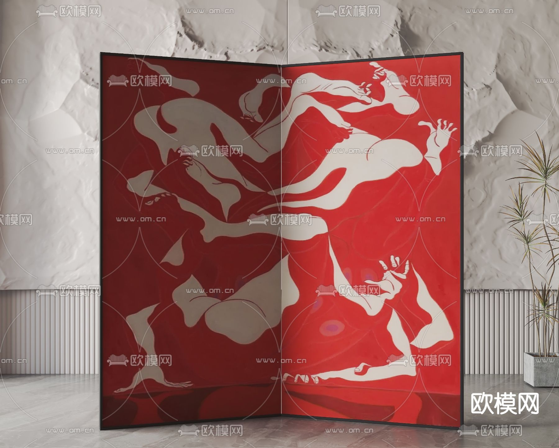 后现代可折叠屏风su模型下载（渲染图1）