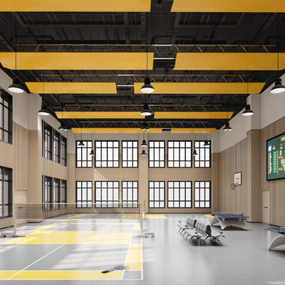  现代羽毛球场su模型 