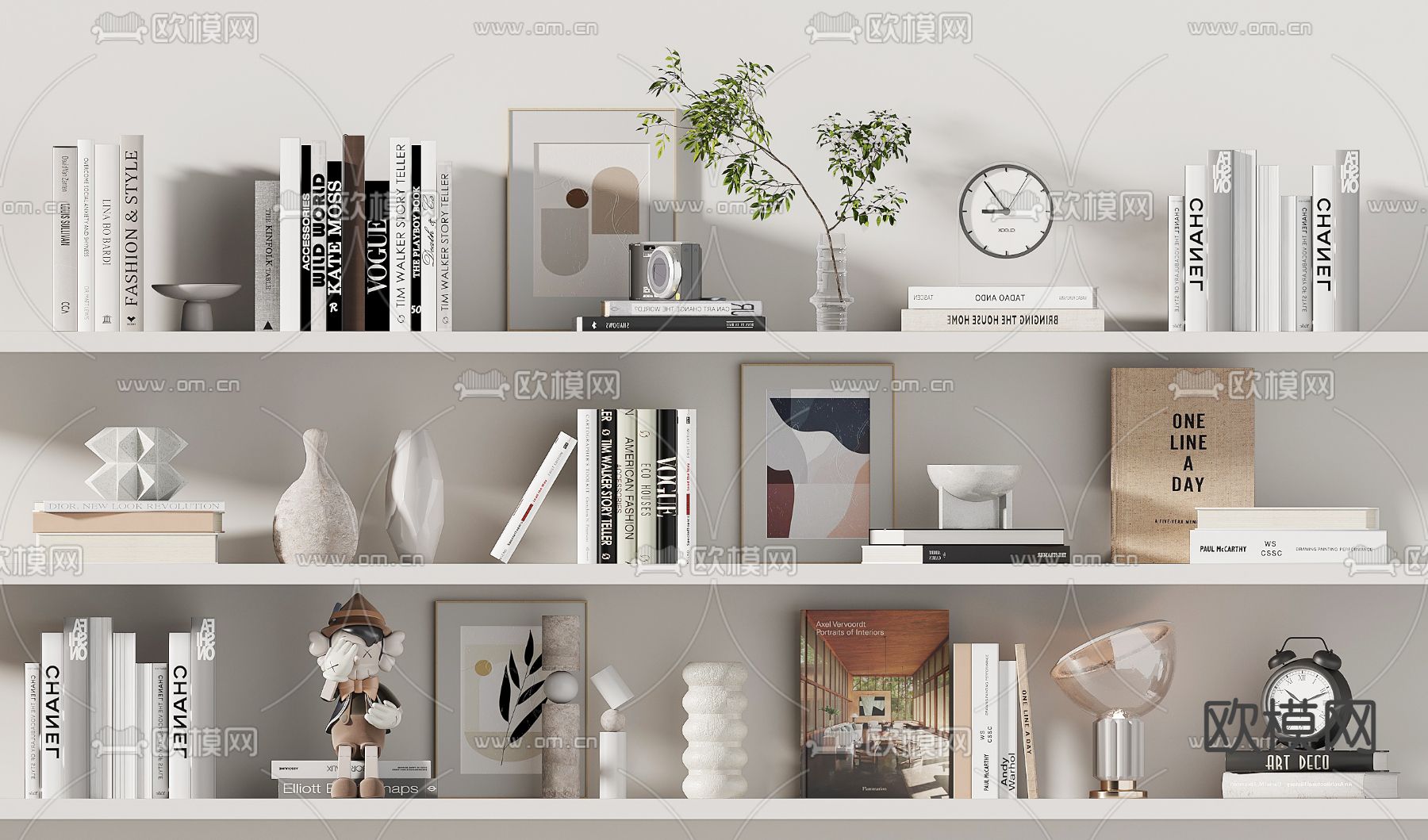 陶瓷器皿 书籍花艺 摆件3d模型下载