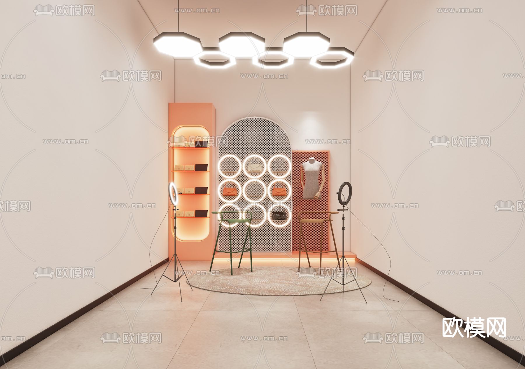 女装服饰 皮包直播间3d模型下载