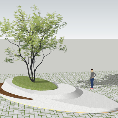  现代景观树池 景观花池su模型 