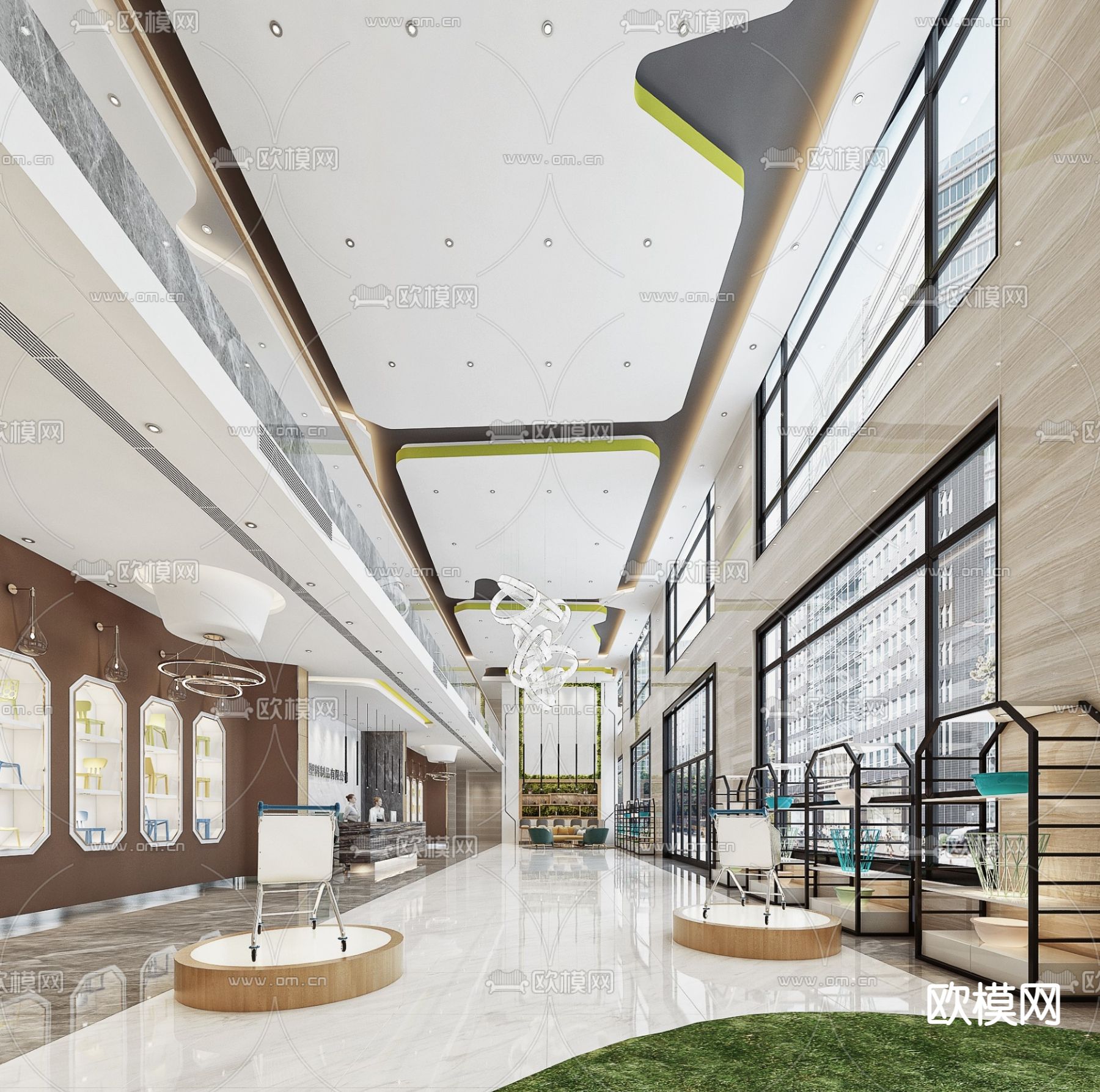 现代商务大堂su模型下载（渲染图1）