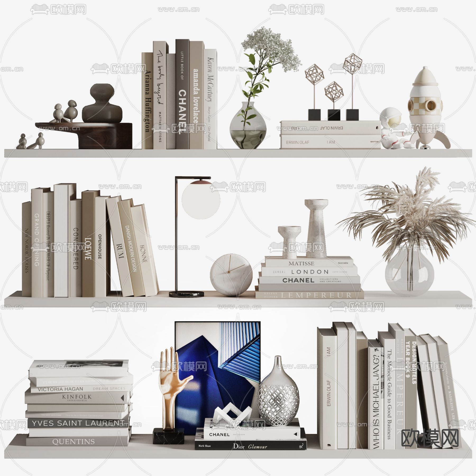 Sancal 插花花瓶 书籍摆件3d模型下载_ID12250937_3dmax免费模型-欧模网