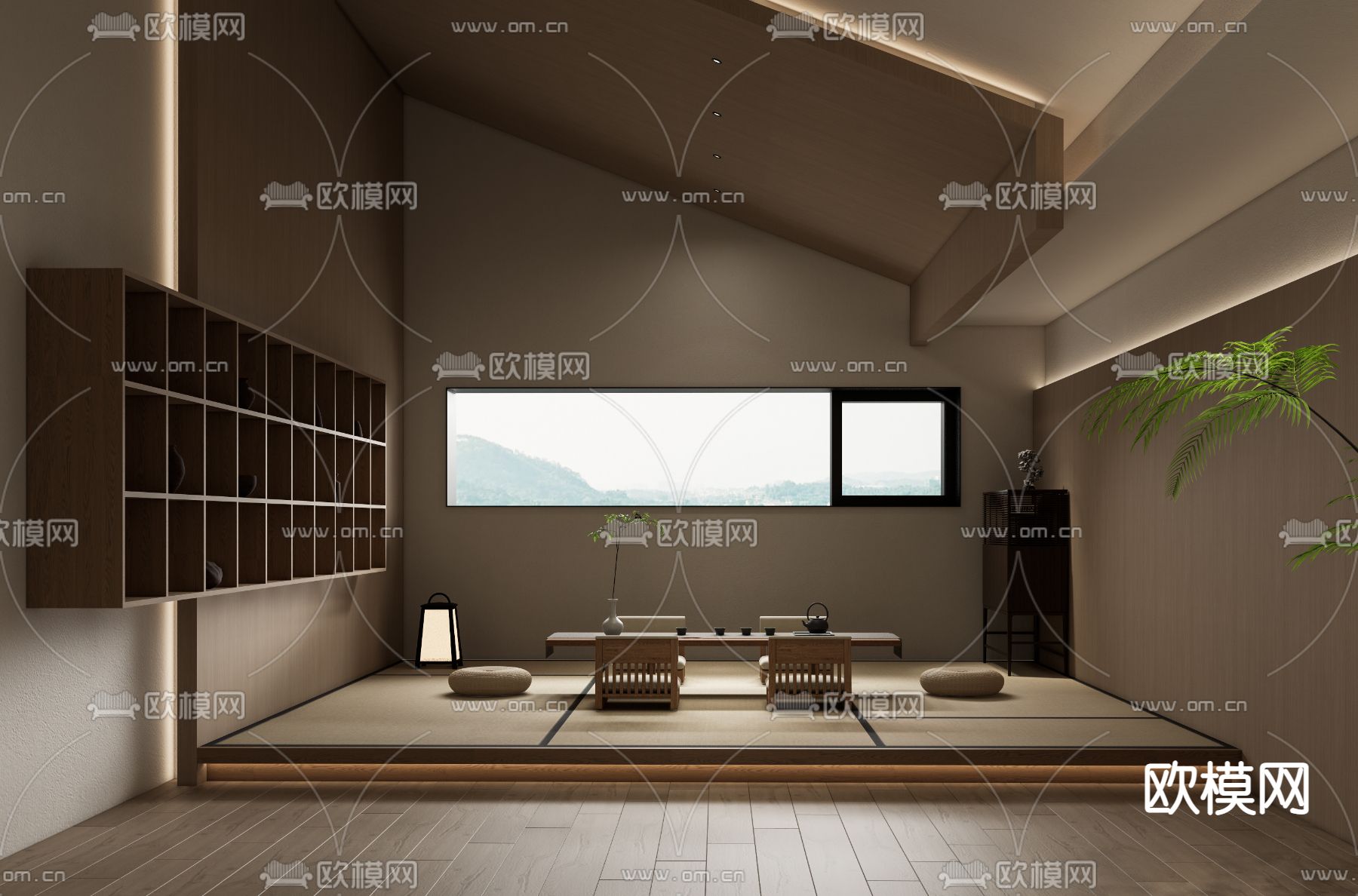 日式榻榻米茶室su模型