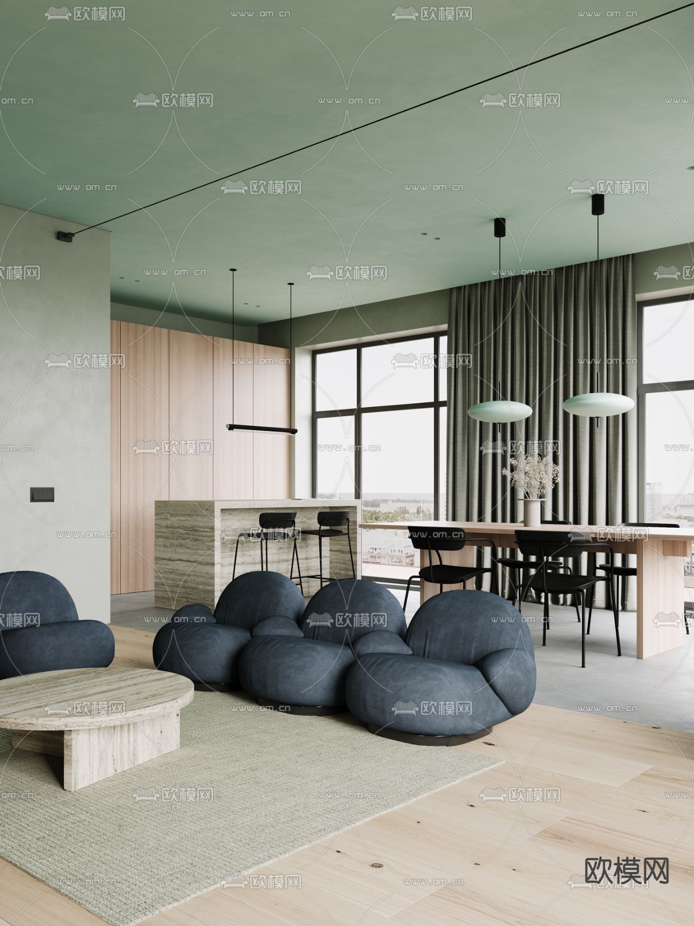 孟菲斯风客餐厅3d模型下载（渲染图9）