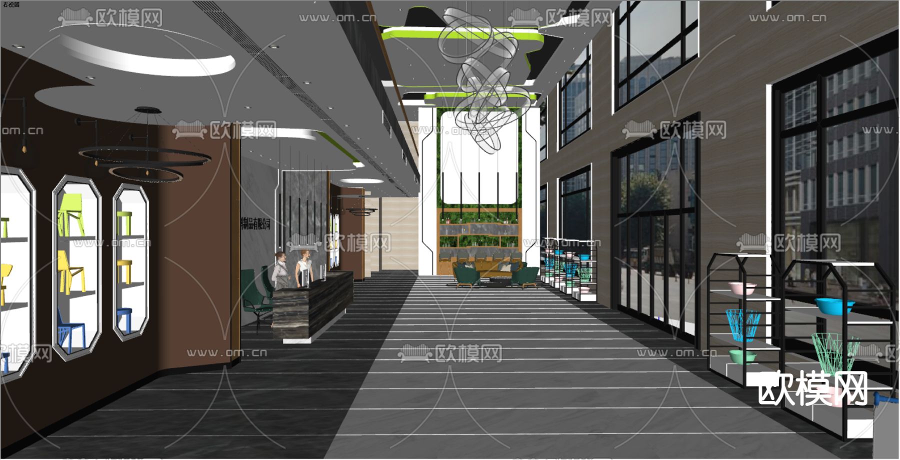 现代商务大堂su模型下载（渲染图2）