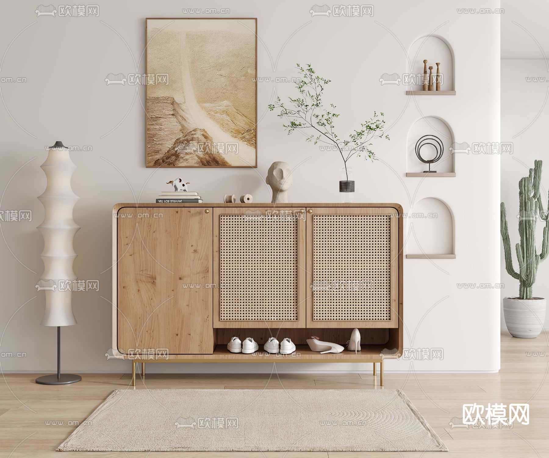 侘寂鞋柜3d模型下载