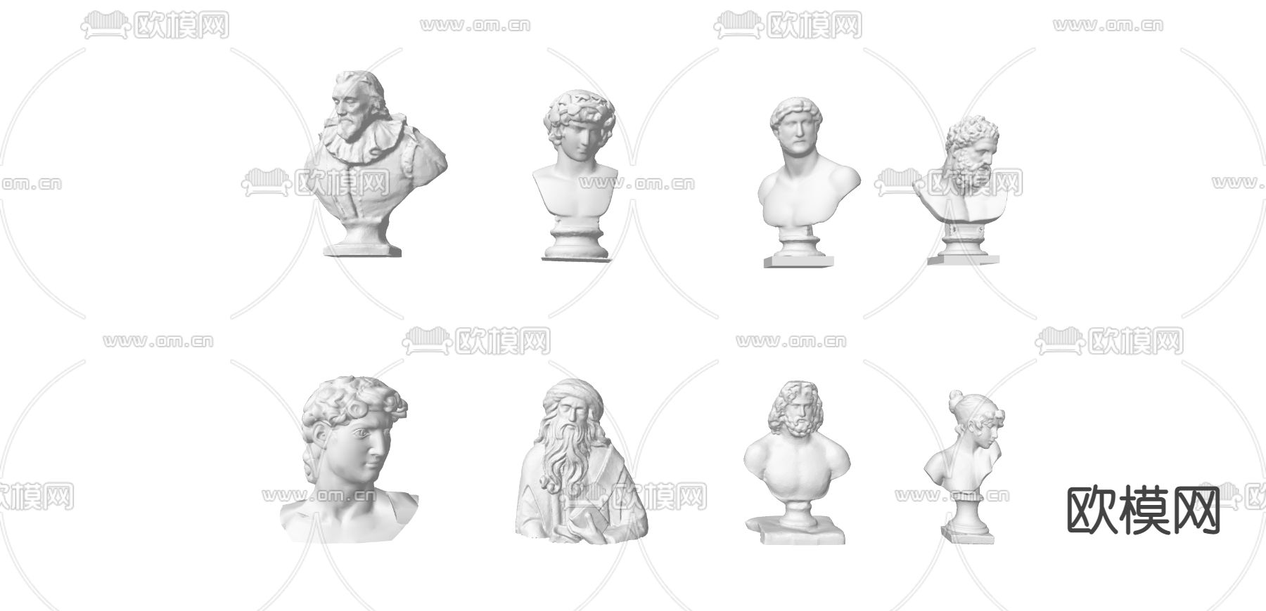 欧式古典人物 半身雕塑su模型下载（渲染图2）