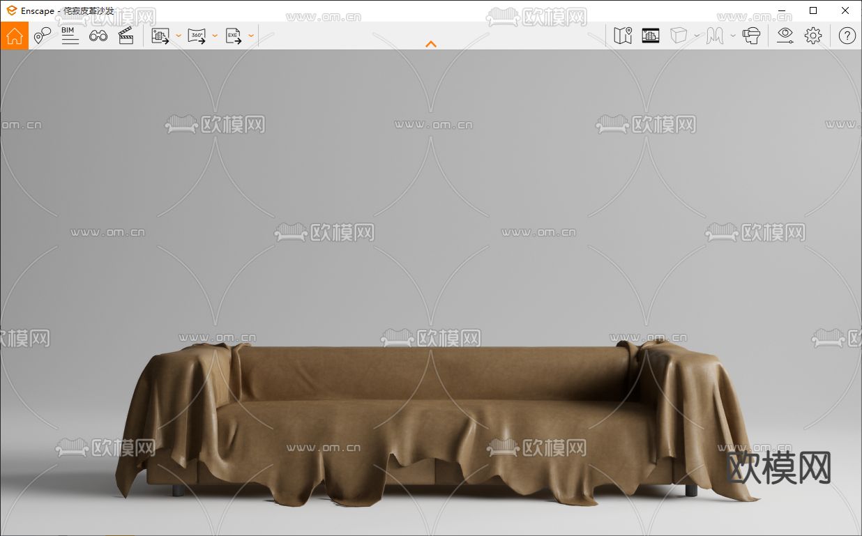 侘寂风软体沙发 双人沙发su模型