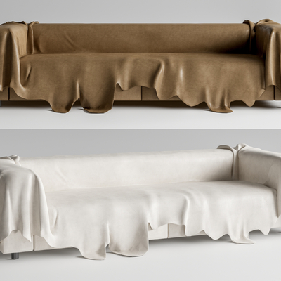 侘寂风软体沙发 双人沙发su模型