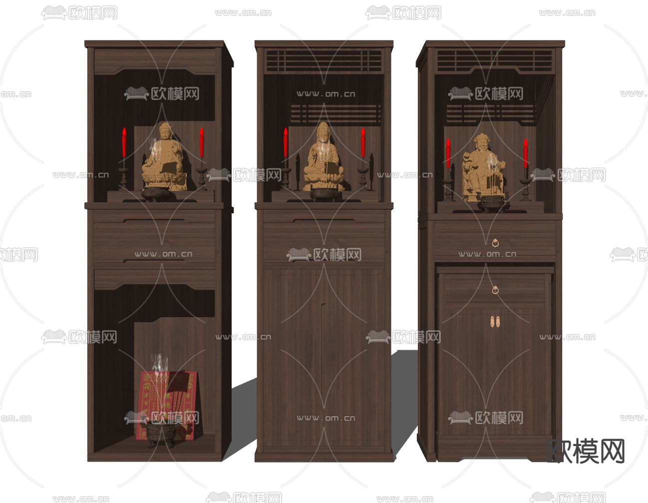 新中式佛龛 神龛 神柜su模型