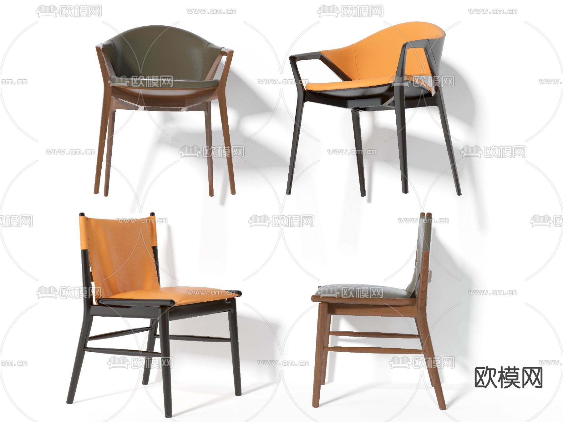 新中式休闲椅子3d模型下载