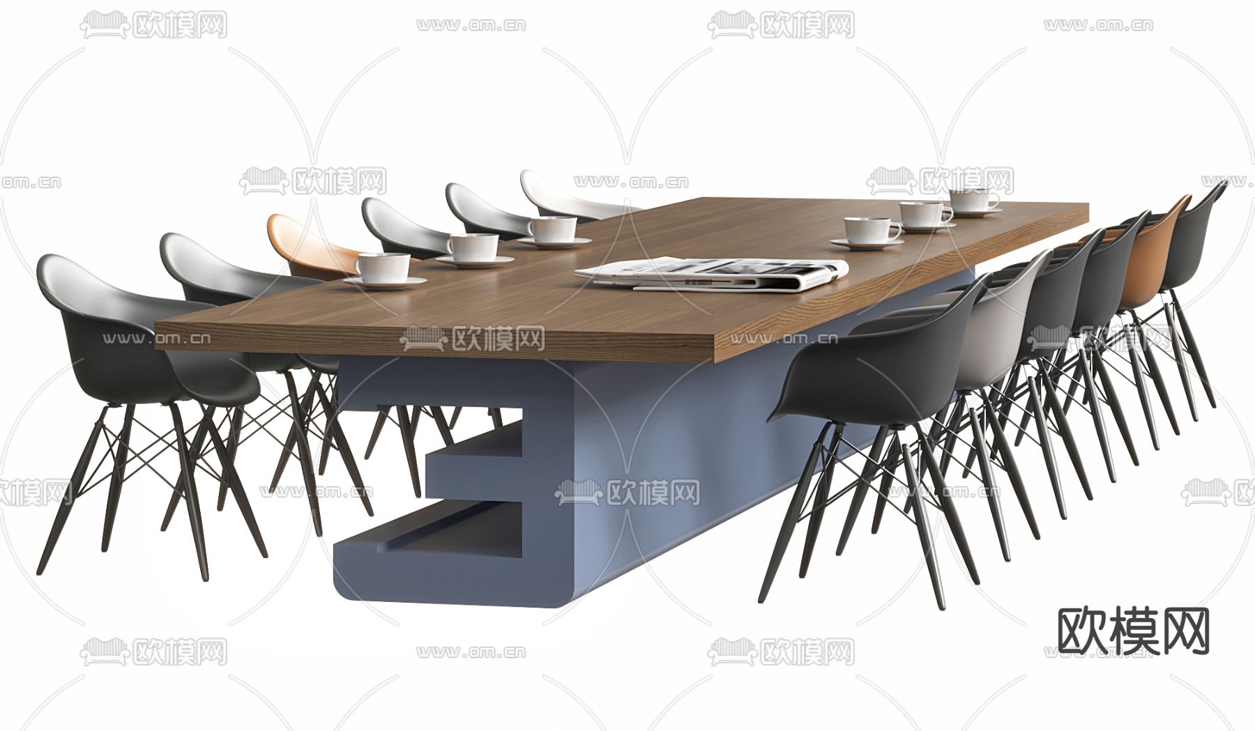 现代会议桌椅3d模型下载