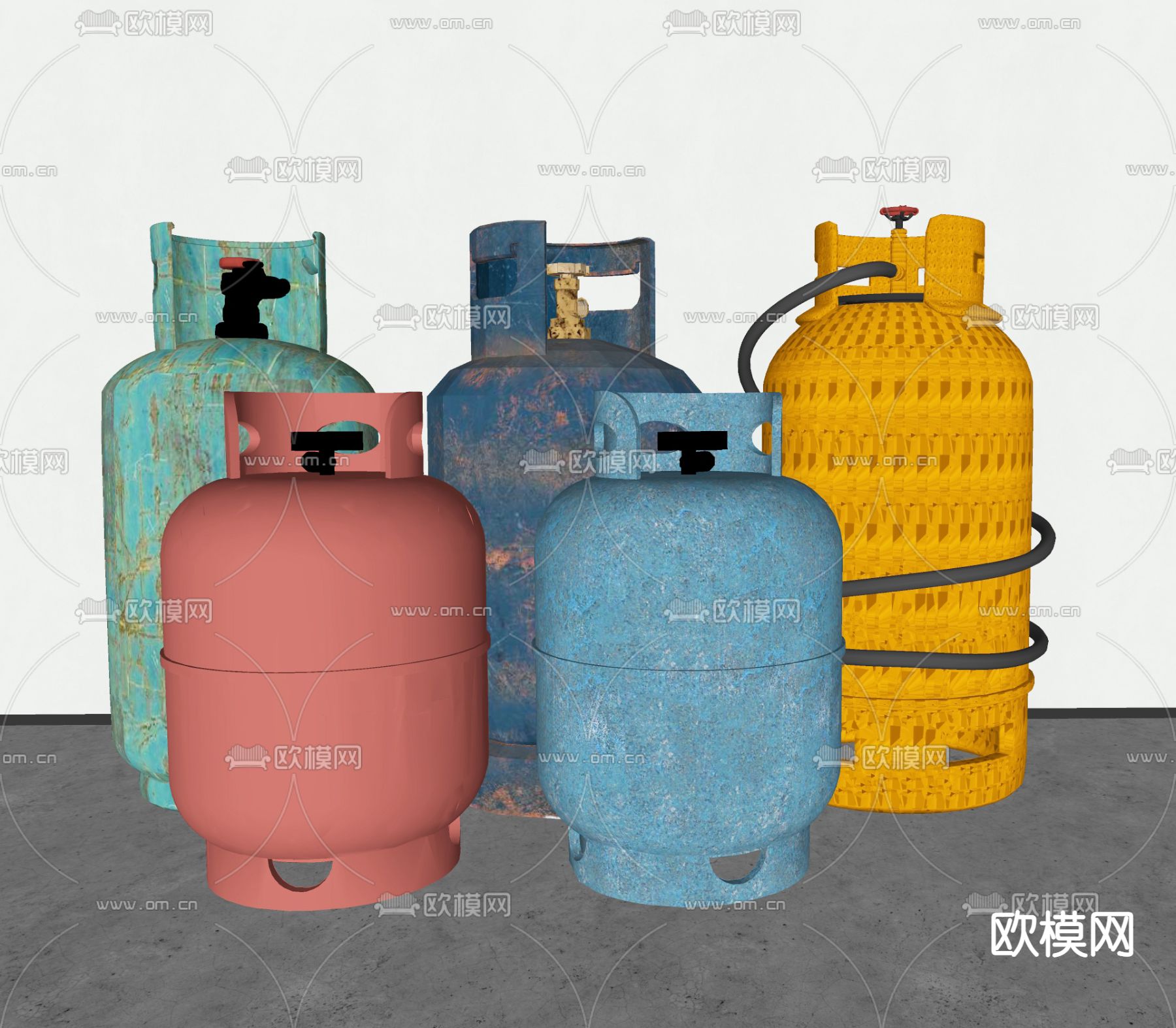 工业风煤气罐su模型下载（渲染图2）