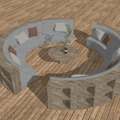  现代异形卡座沙发su模型 