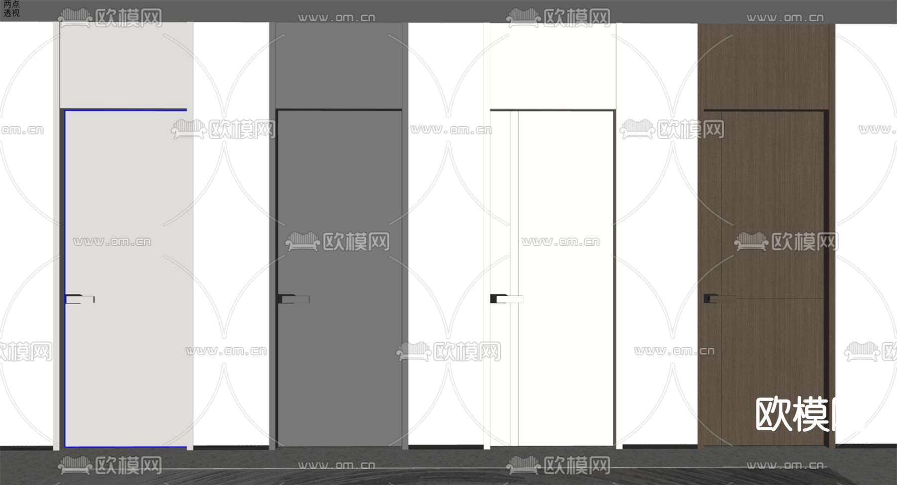 现代通顶门 单开门 卧室门su模型