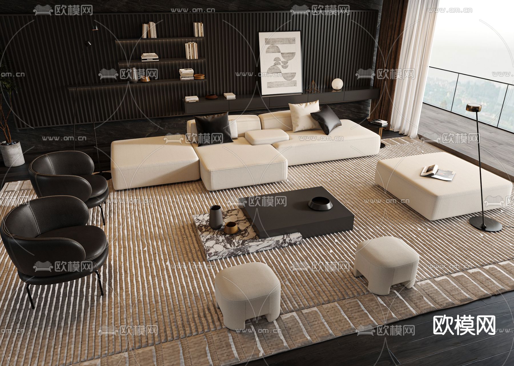 现代组合沙发3d模型下载