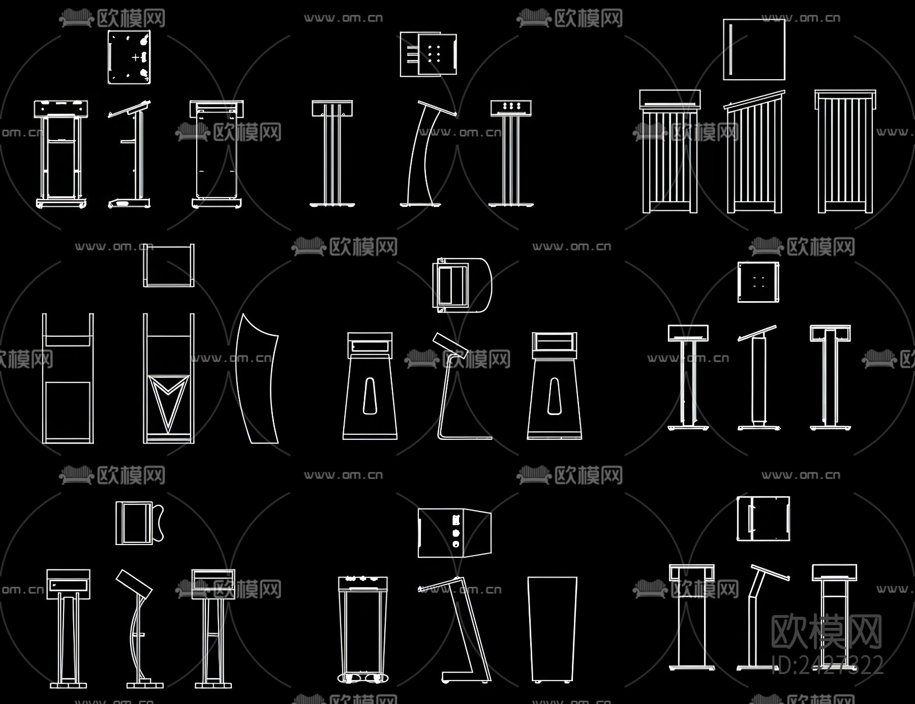 演讲台cad图库下载（渲染图2）