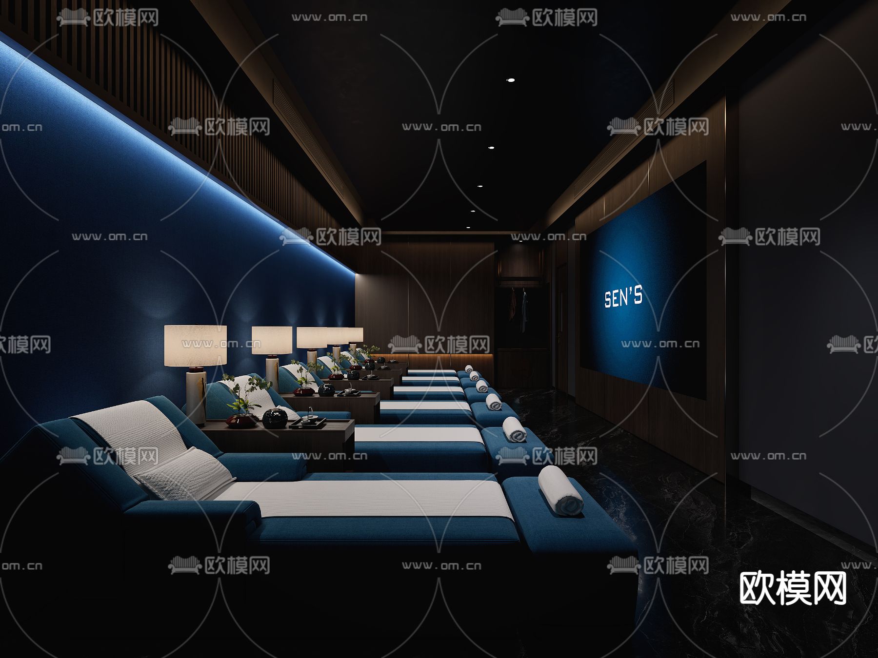 新中式足浴  沐足阁 足疗会所3d模型
