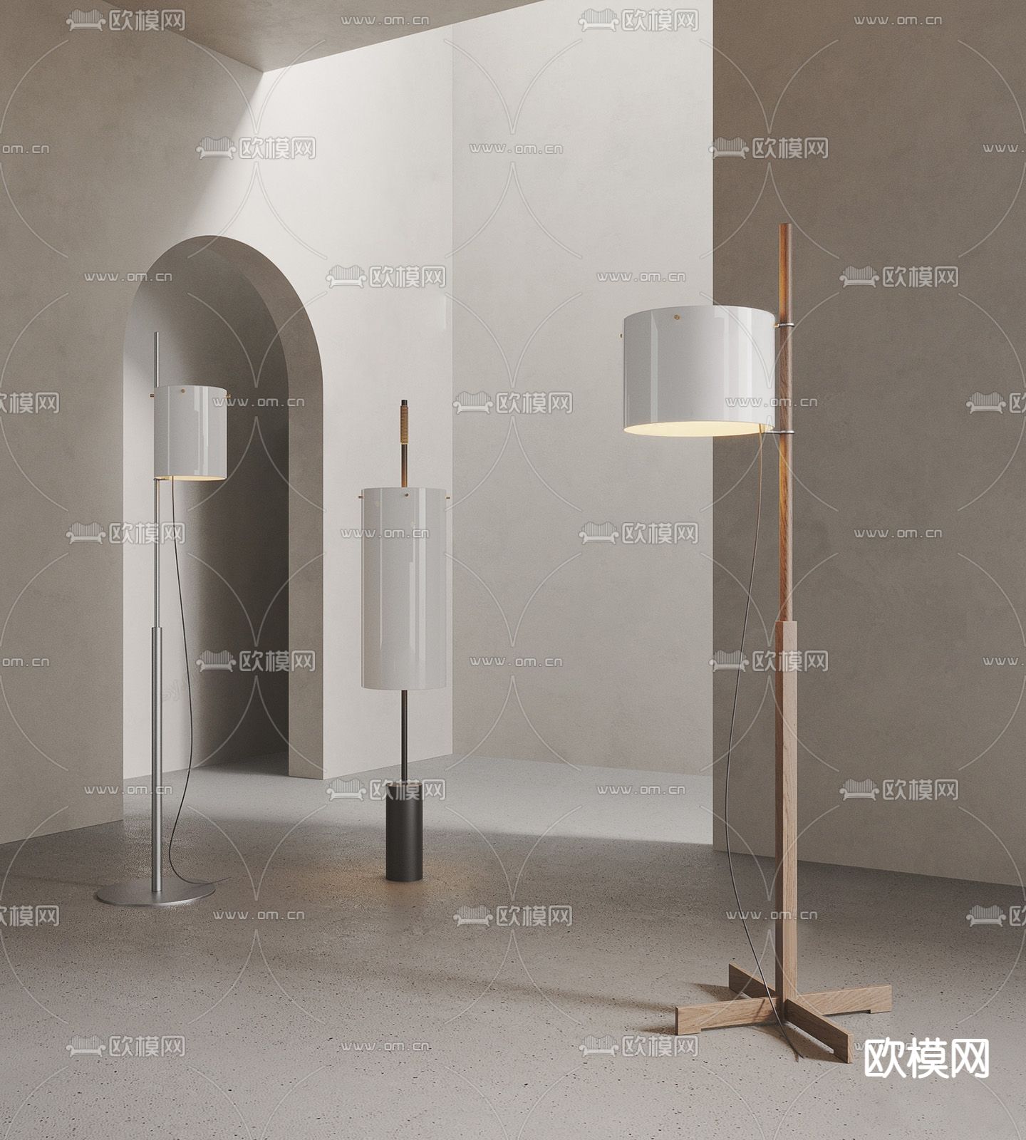 现代落地灯su模型下载（渲染图1）