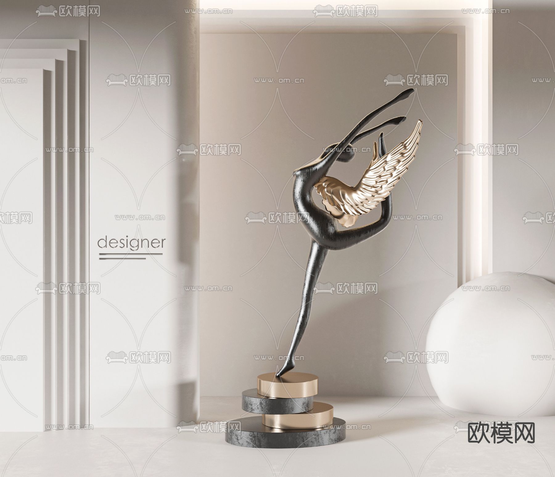 舞蹈雕塑 天使雕塑3d模型下载