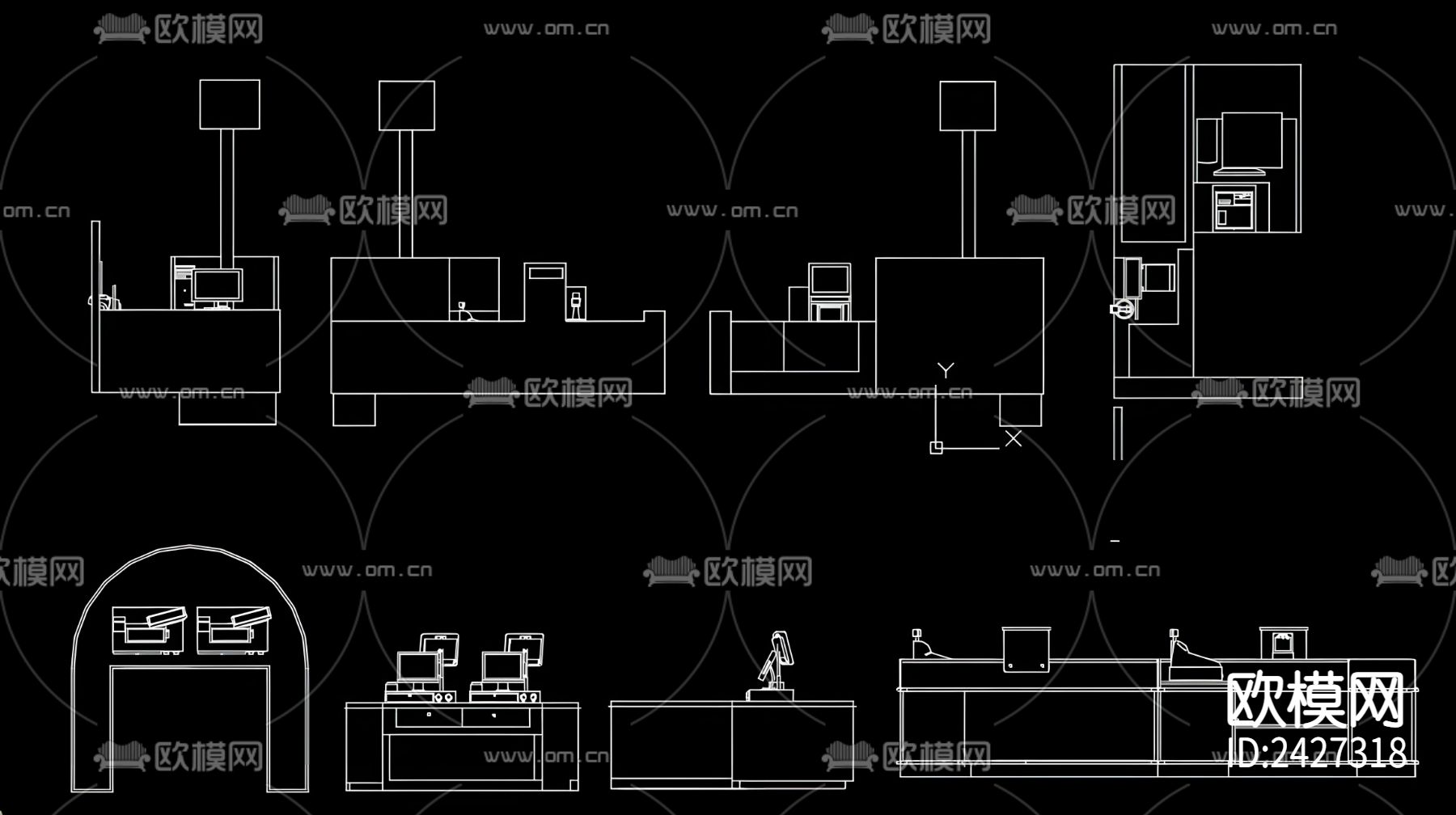 收银台cad图库下载（渲染图1）