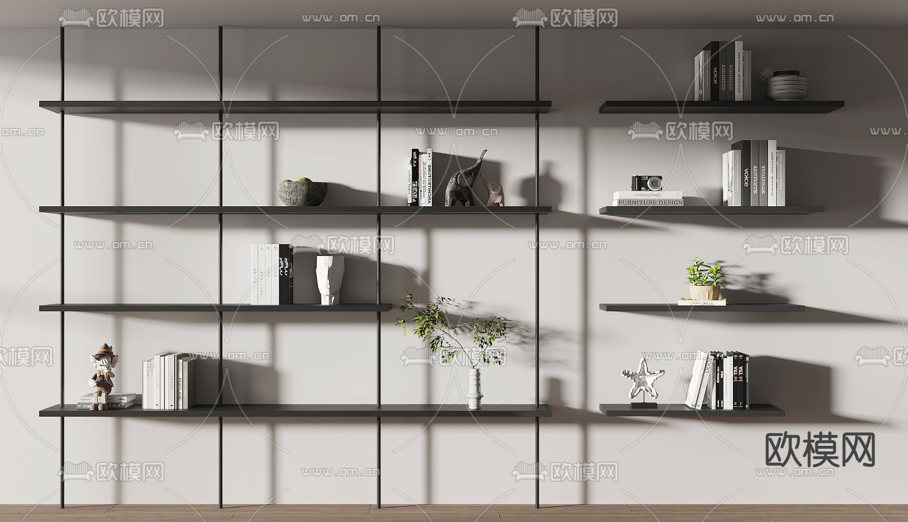 壁柜 置物架su模型下载（渲染图1）