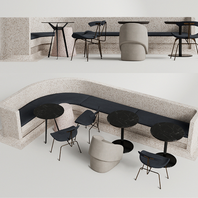  北欧卡座沙发su模型 