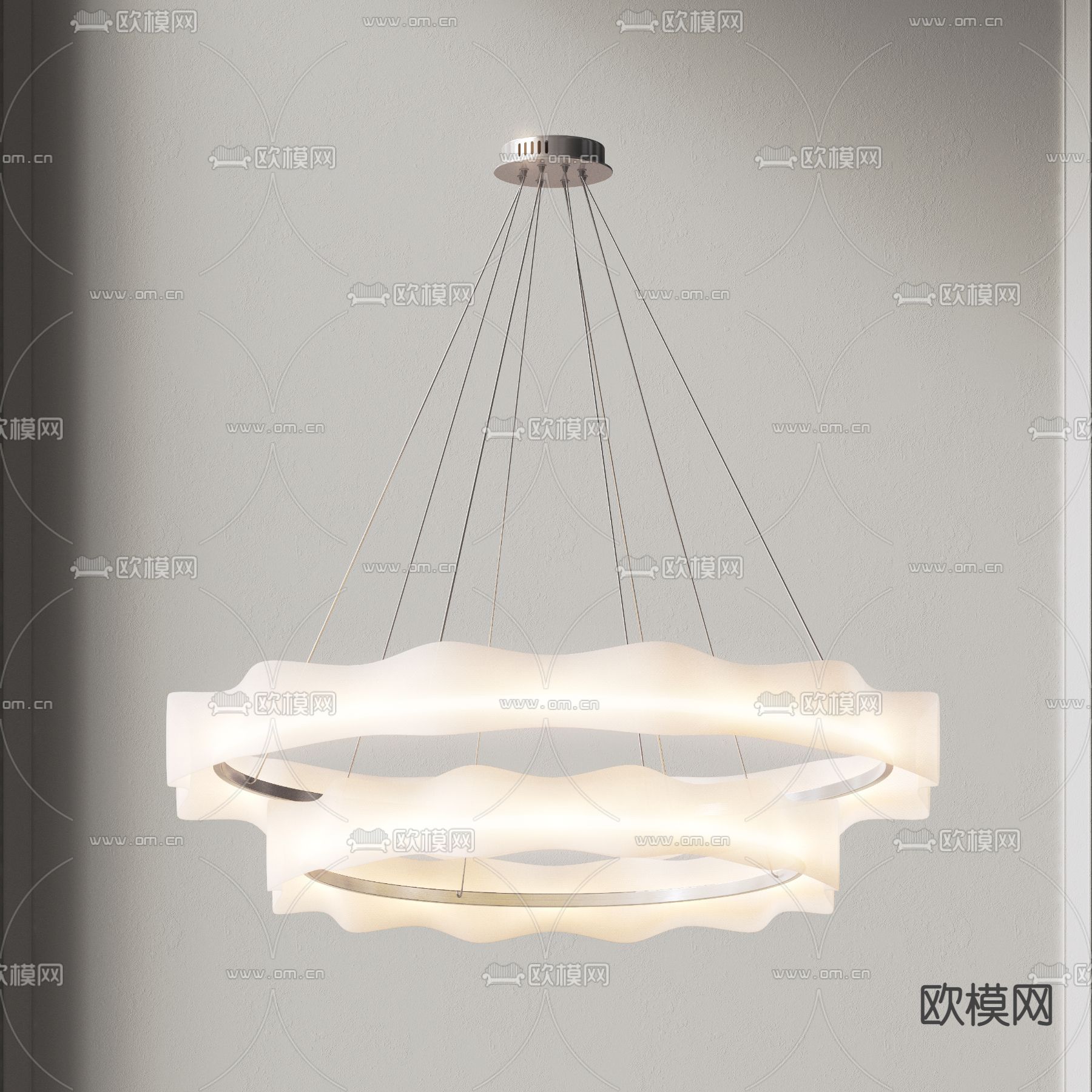 侘寂风环形吊灯3d模型下载
