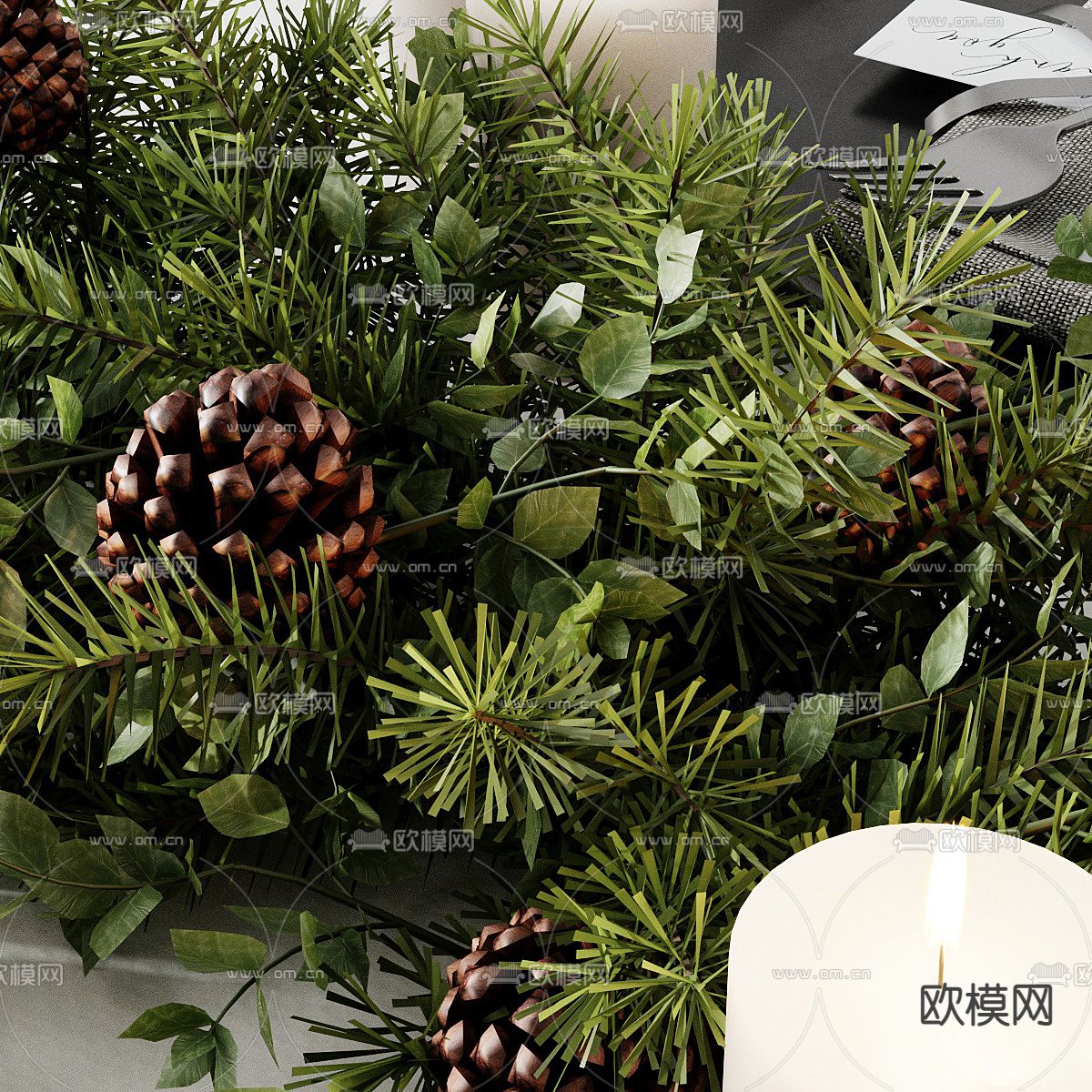 刀叉 西式餐具 烛台3d模型下载（渲染图3）