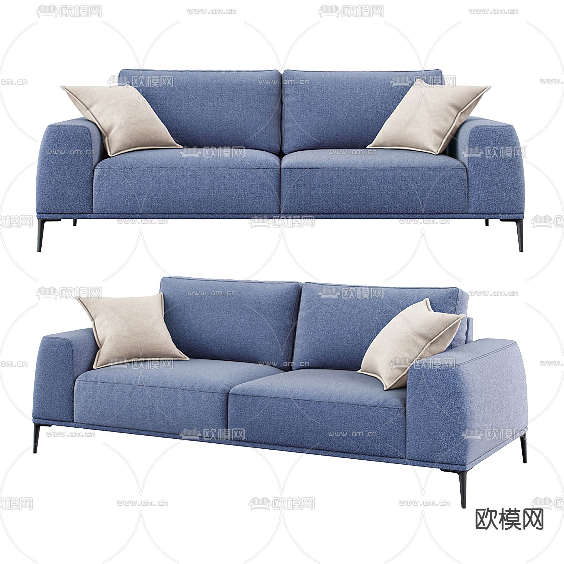 北欧双人沙发su模型下载（渲染图1）