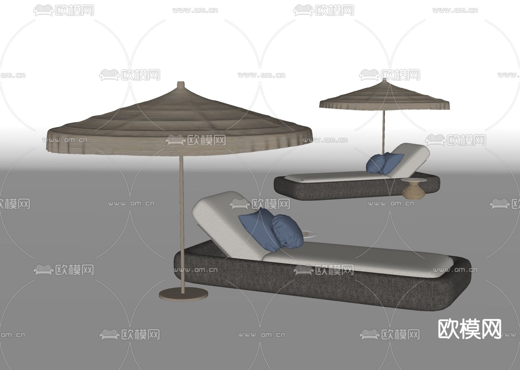 现代躺椅 户外椅su模型下载（渲染图2）