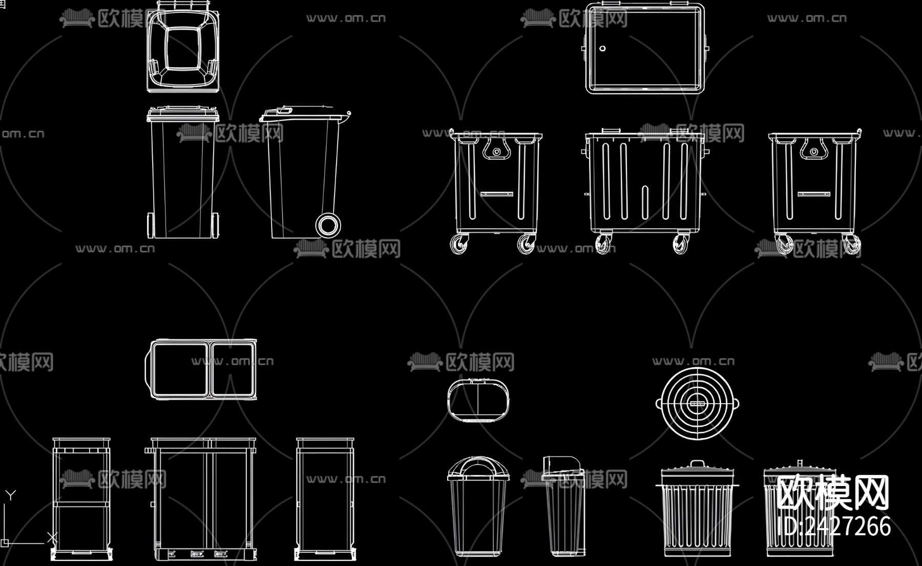 垃圾桶cad图库下载（渲染图1）