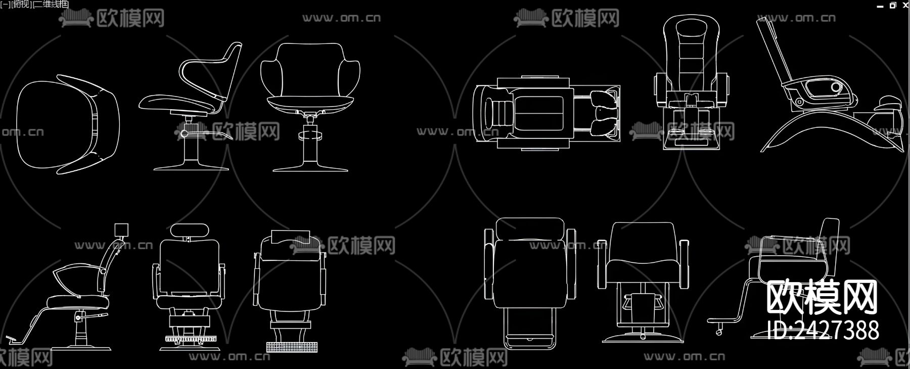 理发店椅子cad图库下载（渲染图2）