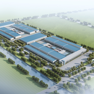  工业风厂房鸟瞰su模型 