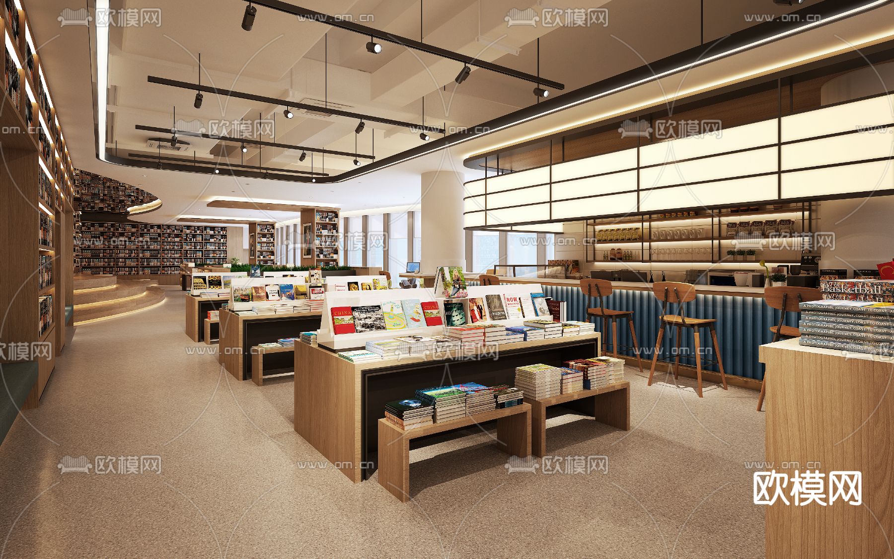 现代图书馆3d模型下载（渲染图1）