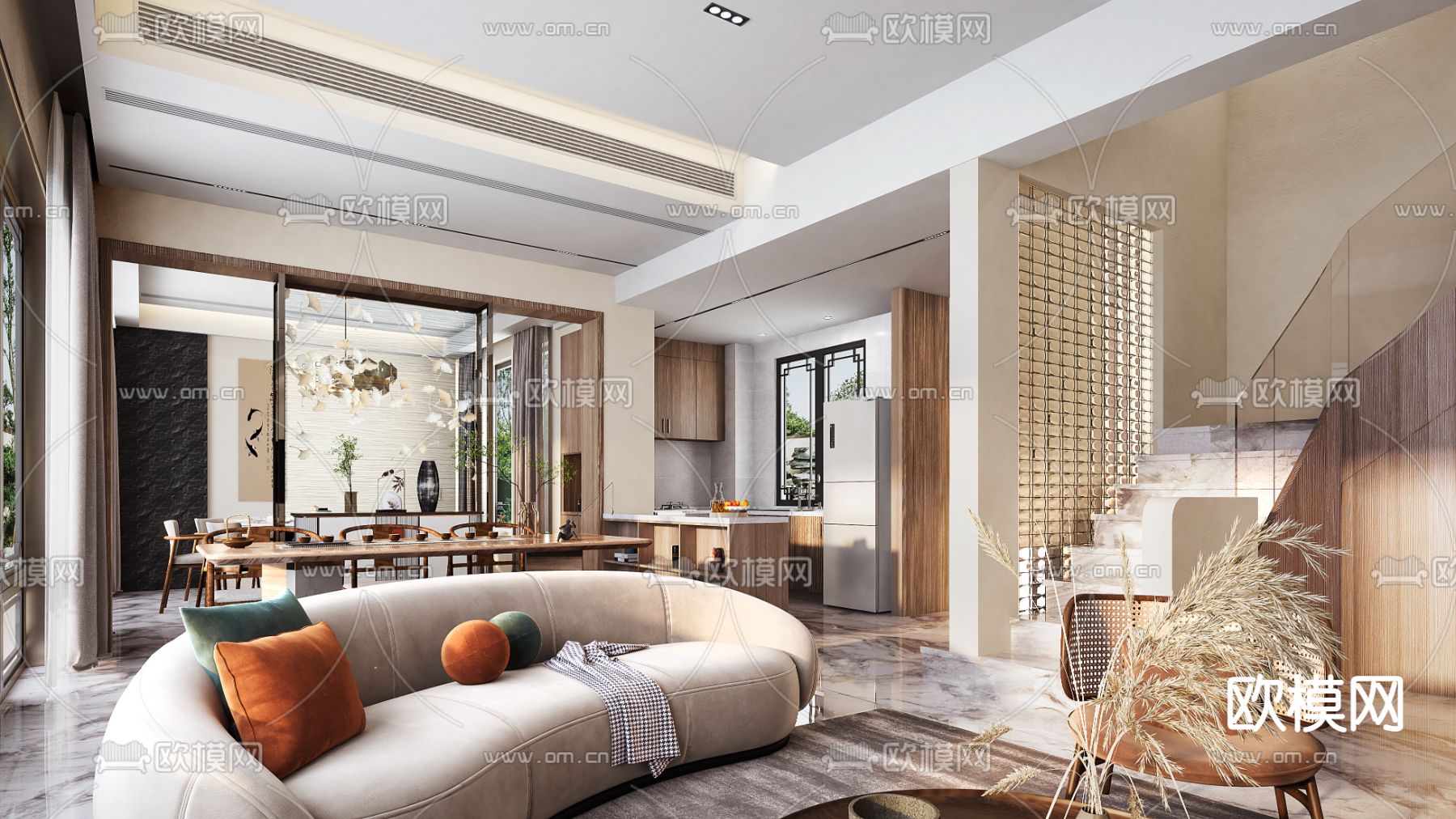 侘寂客餐厅3d模型下载（渲染图1）