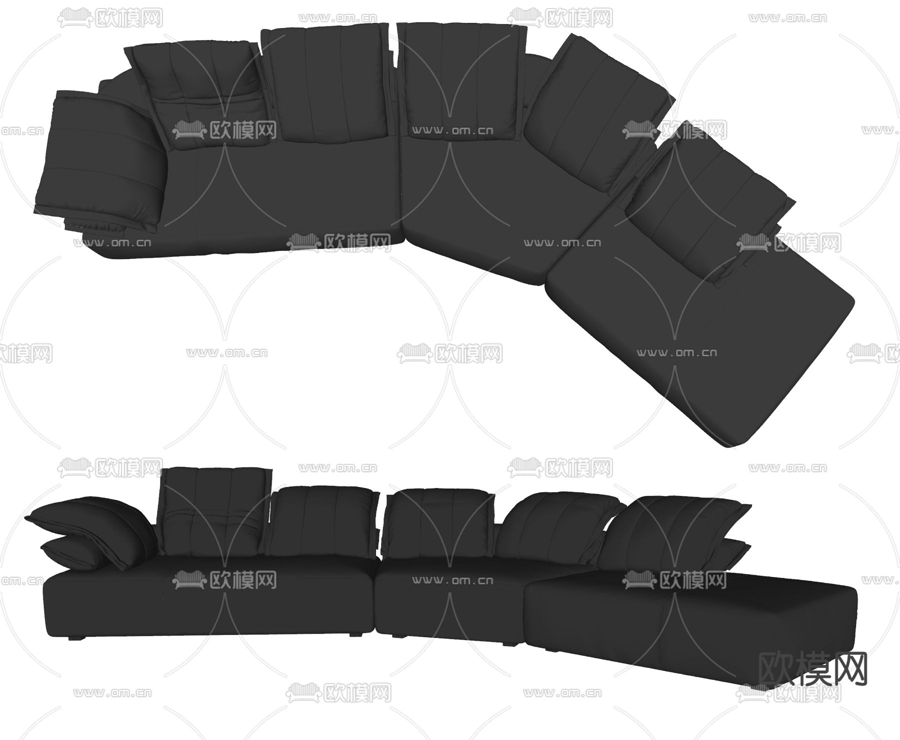 Minotti 米洛提 暗黑风皮革沙发su模型下载（渲染图2）