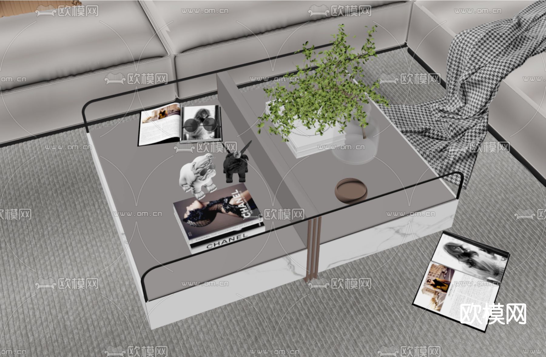 轻奢茶几su模型下载（渲染图2）