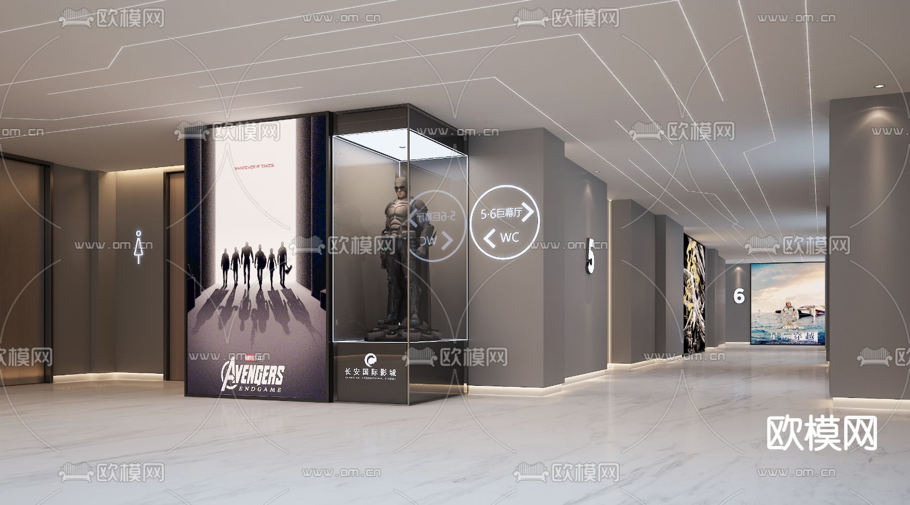 电影院走廊 影城3d模型下载