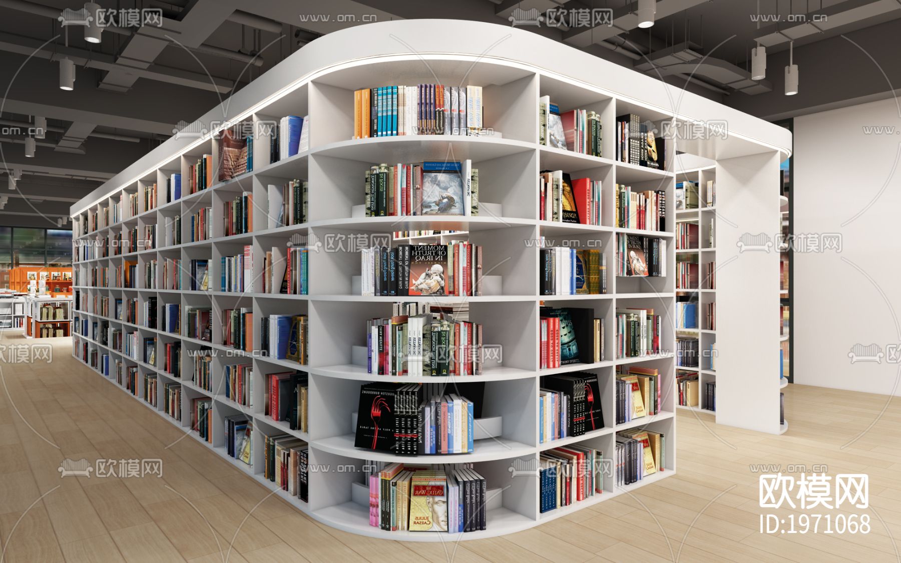 校园书店cad施工图下载（渲染图8）