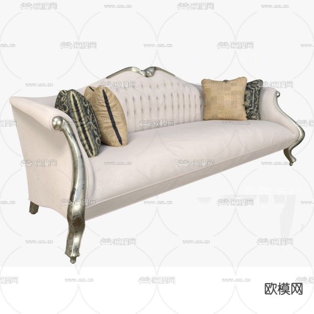 简欧轻奢创意双人沙发免费3d模型下载
