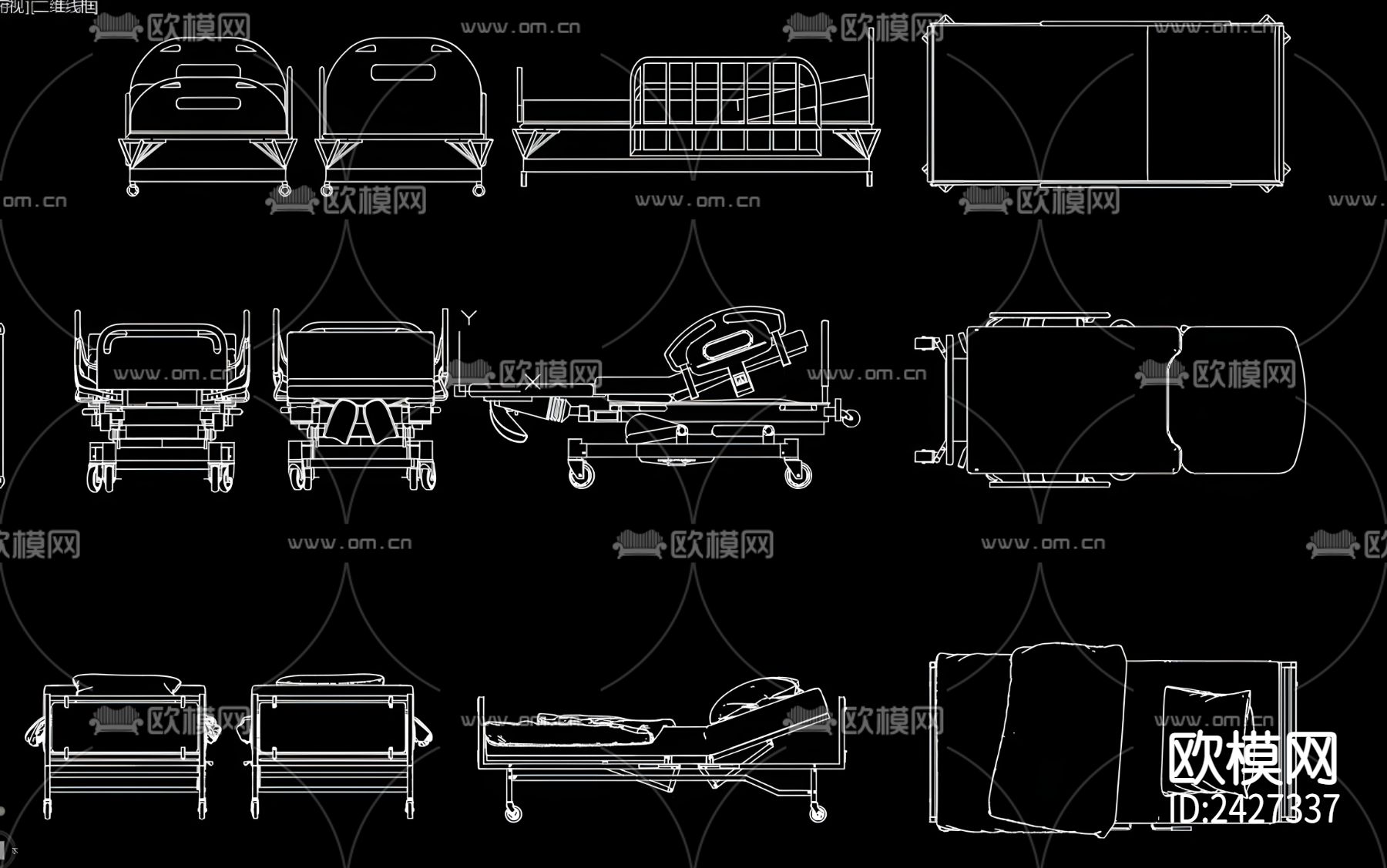 医院病床cad图库下载（渲染图5）