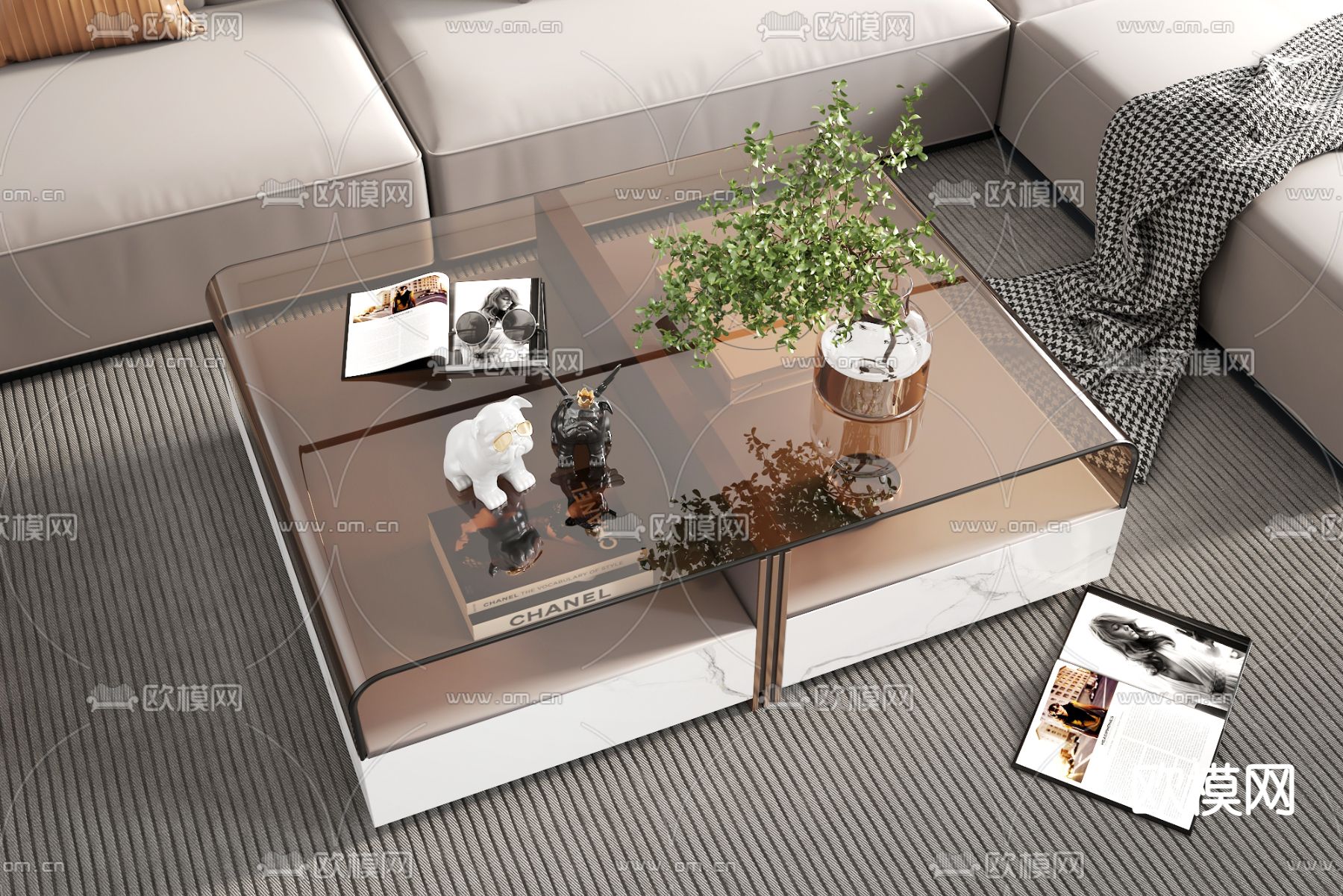 轻奢茶几su模型下载（渲染图1）