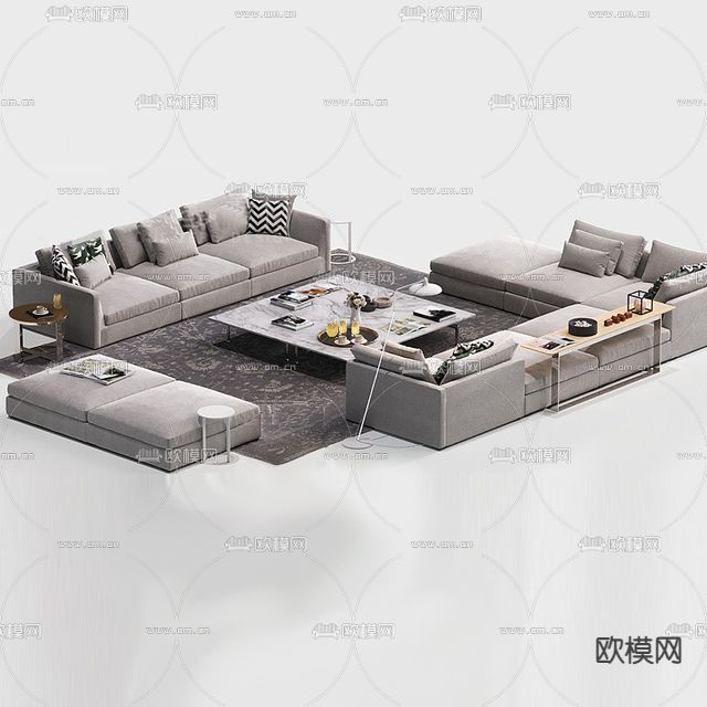 简欧轻奢创意沙发组合免费3d模型下载