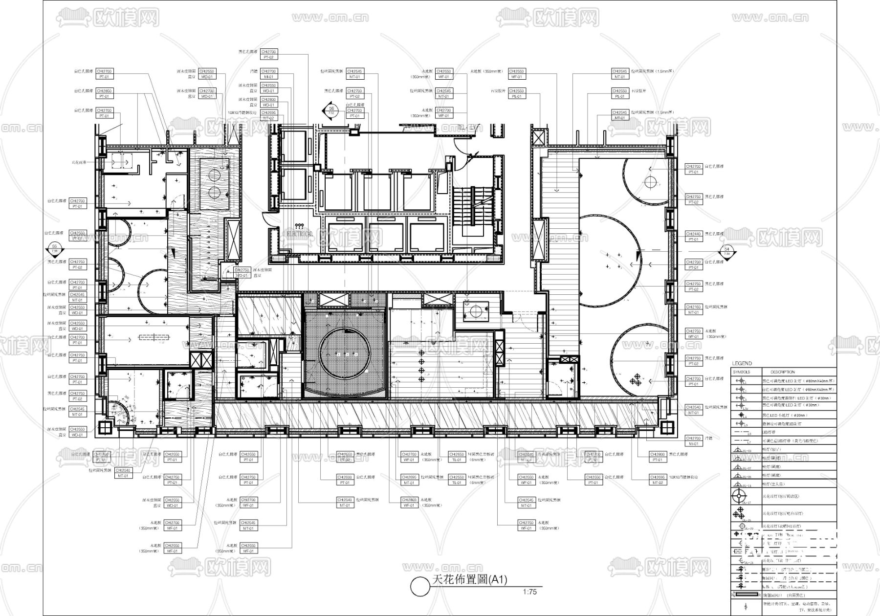 570㎡大平层CAD施工图下载（渲染图2）